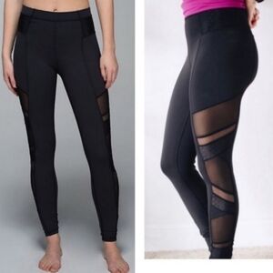Lululemon Just Breathe Black High Waist Mesh Leggings
